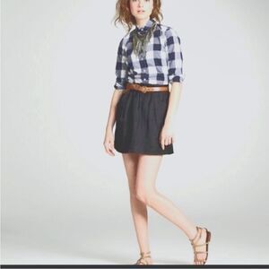 J. Crew Gray Lined Silk & Linen Metallic Full Skirt with Pockets (Size: 4)